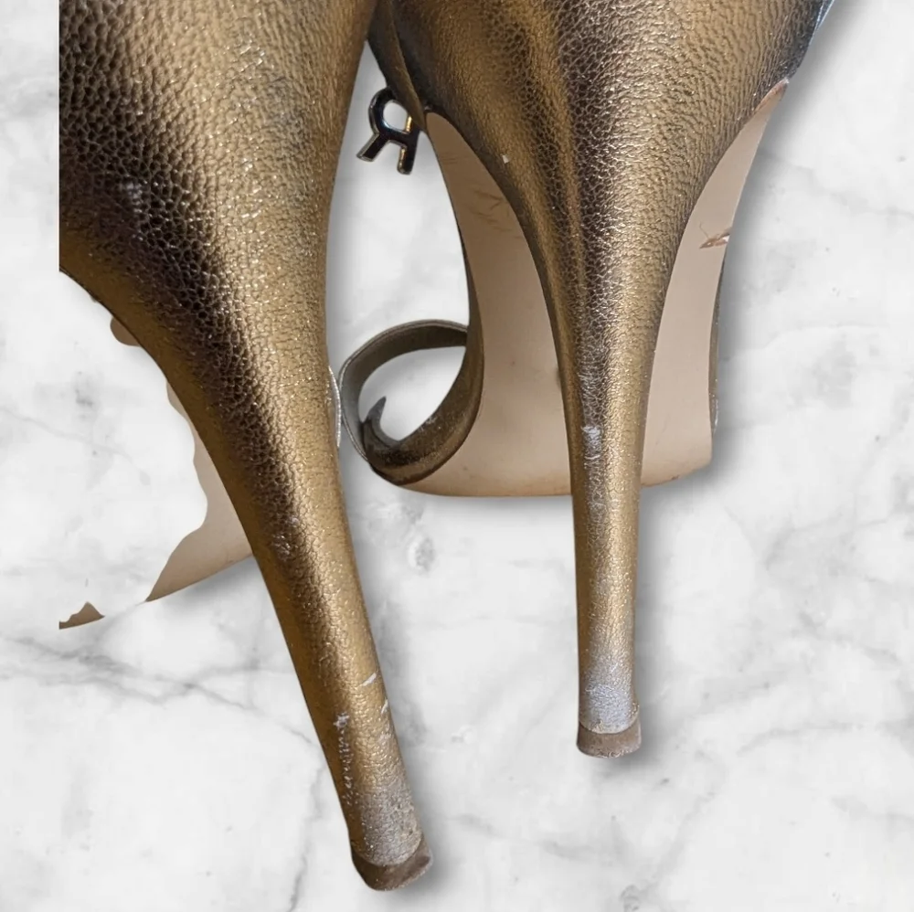 ✨ MICHAEL Michael Kors Metallic Gold Ankle Strap Heels | Size 10 ✨